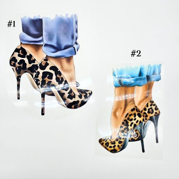 Custom Canvas Tote Bag, Large Size - Cheetah Heels Theme, Black or Cream Tote - Picture 3 of 16